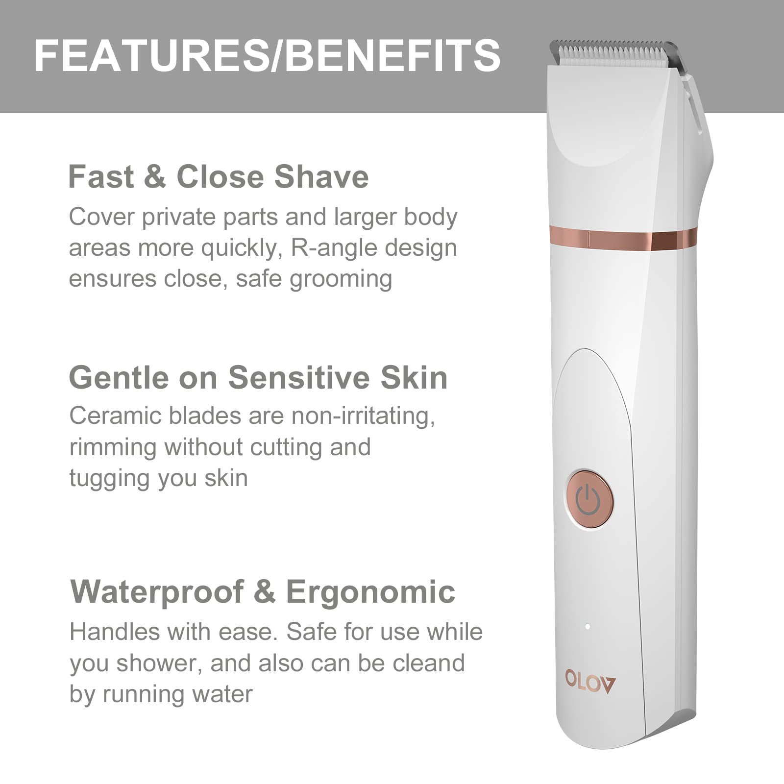 olov easy-clean hygiene-trimmer with waterproof design for simple cleanup.