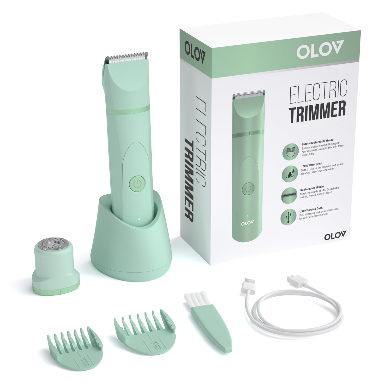 OLOV groin bikini trimmer guards highlighting adjustable length options for precise grooming