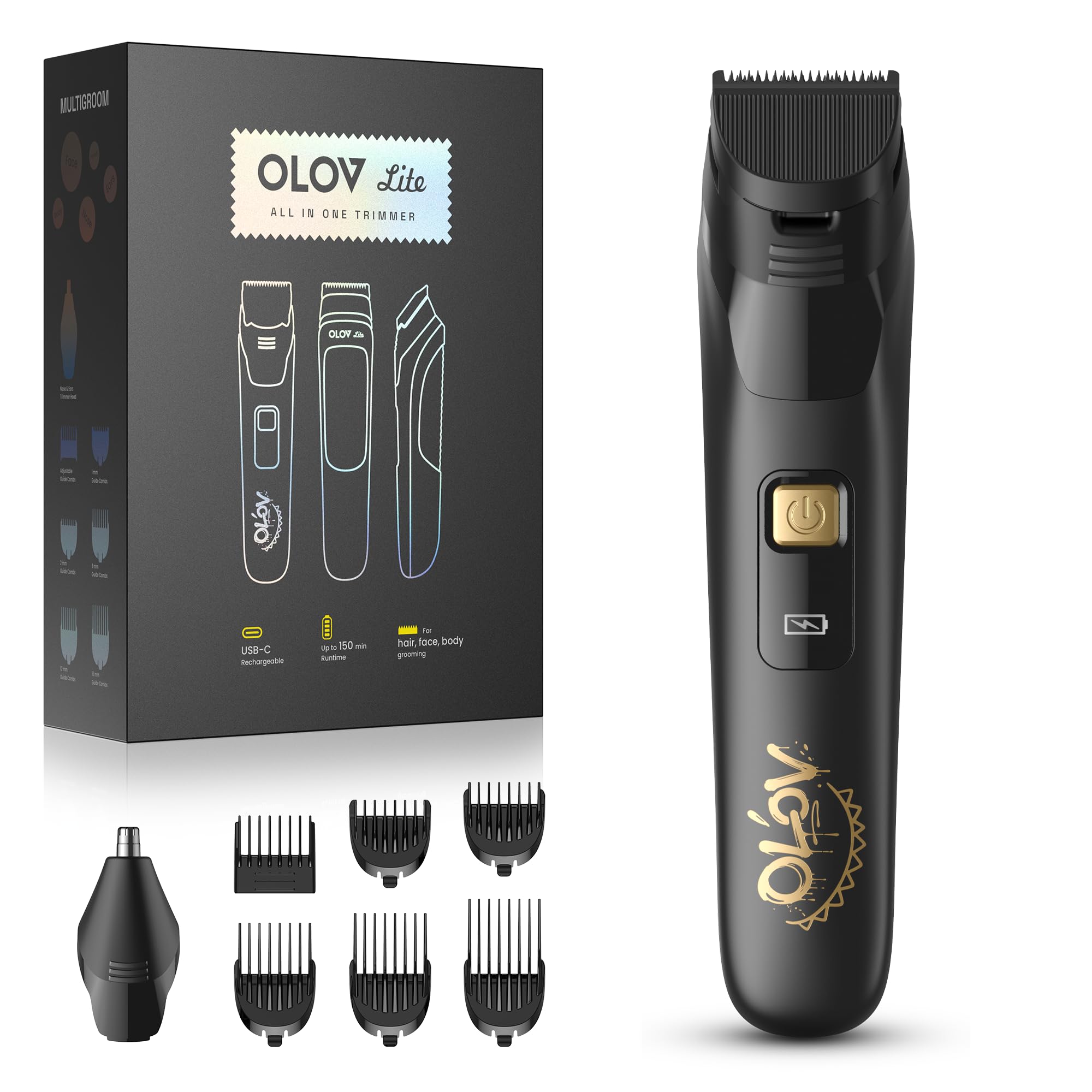 OLOV LITE beard-trimmer-front-view for precise grooming on the go.