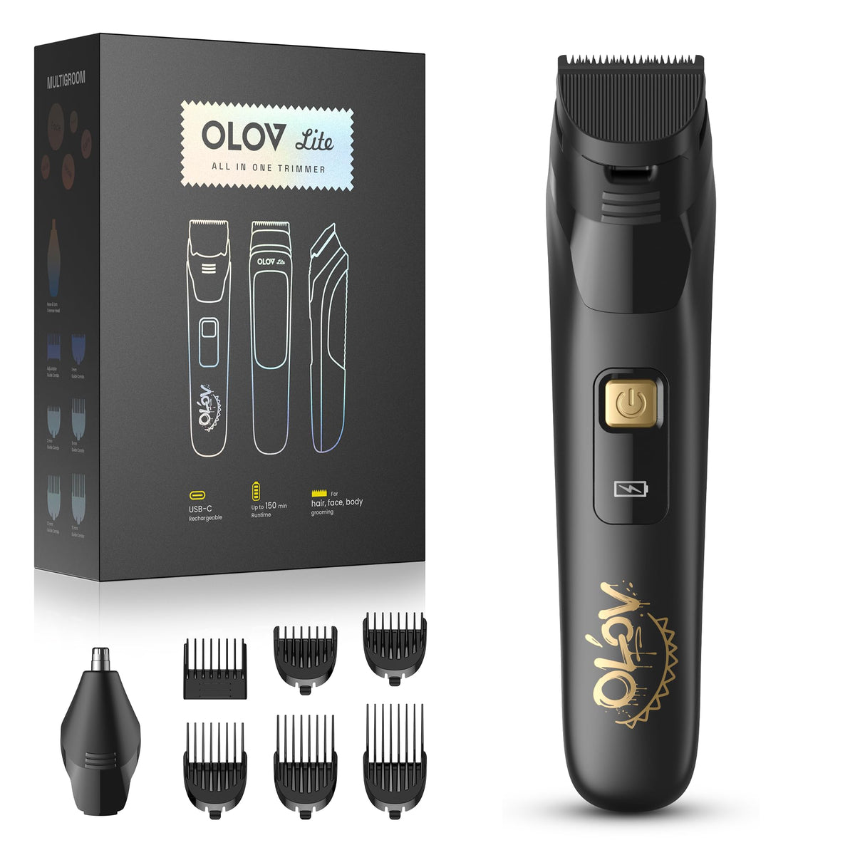 OLOV LITE beard-trimmer-front-view for precise grooming on the go.