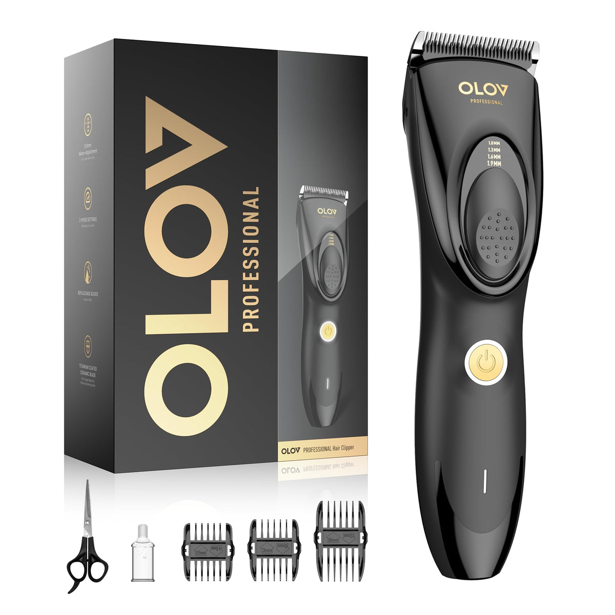 OLOV PROFESSIONAL hair clippers cordless design enables easy at-home grooming on the go.
