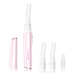 OLOV Slim Facial Hair Removal close-up showing ultra-thin blades for irritation-free use.