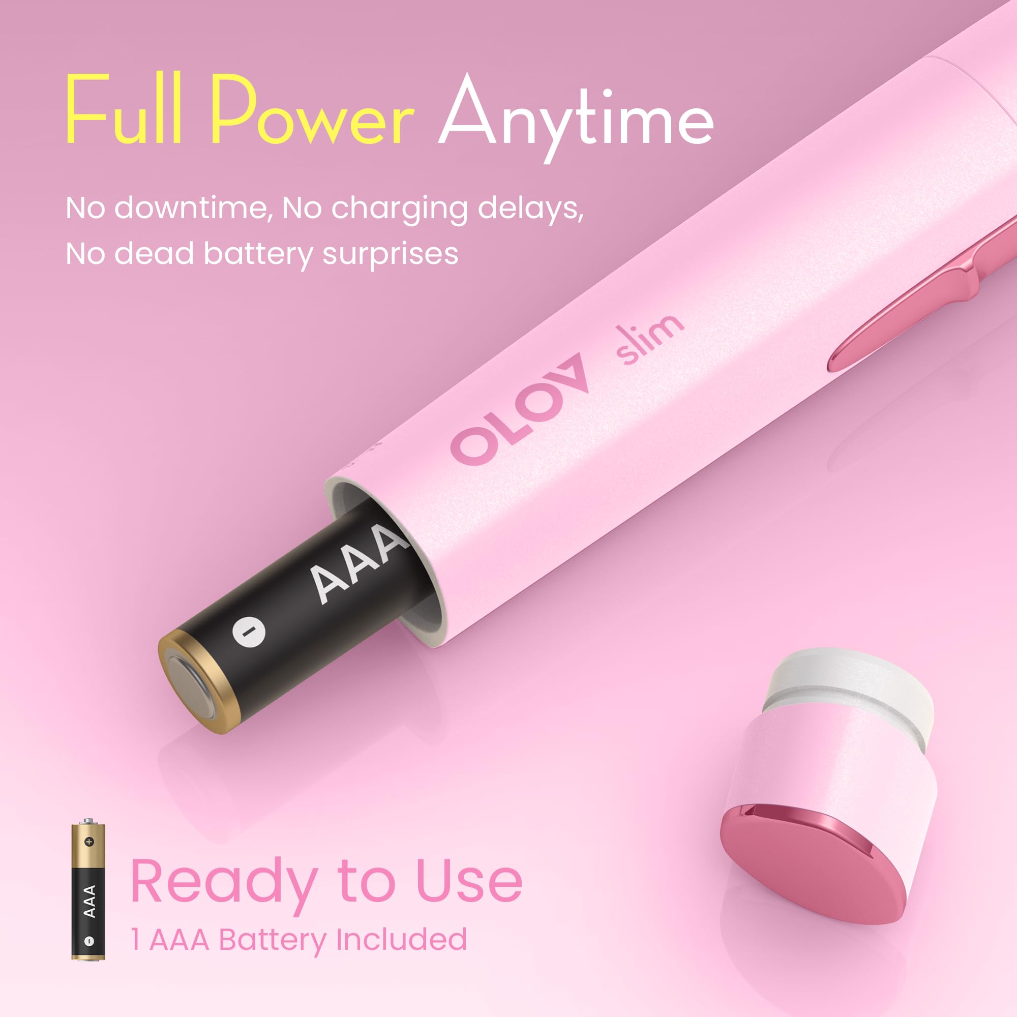 OLOV Slim Facial Hair Removal designed for on-the-go beauty touch-ups anytime, anywhere.