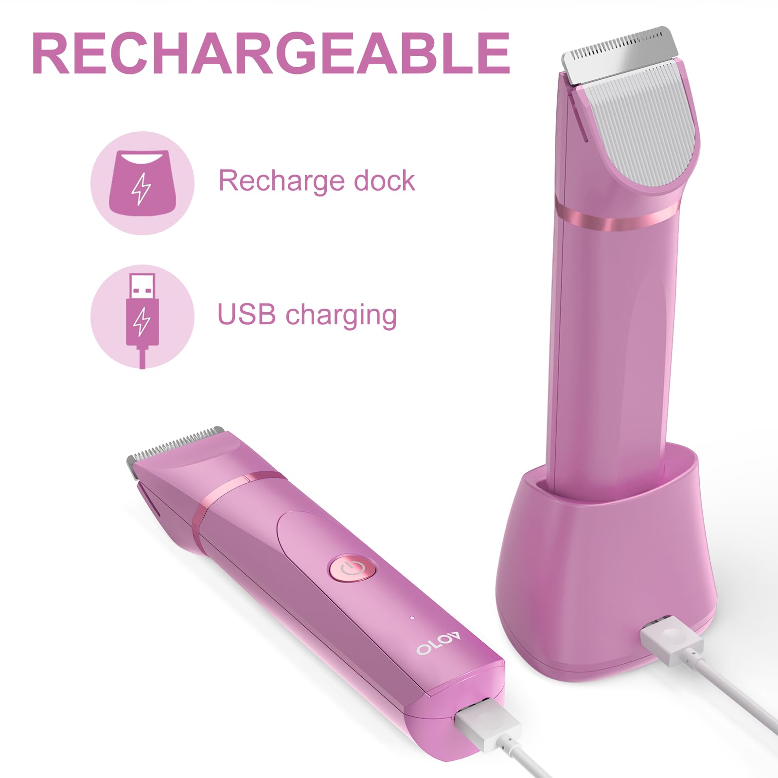 OLOV USB recharge dock keeps your trimmer powered and ready