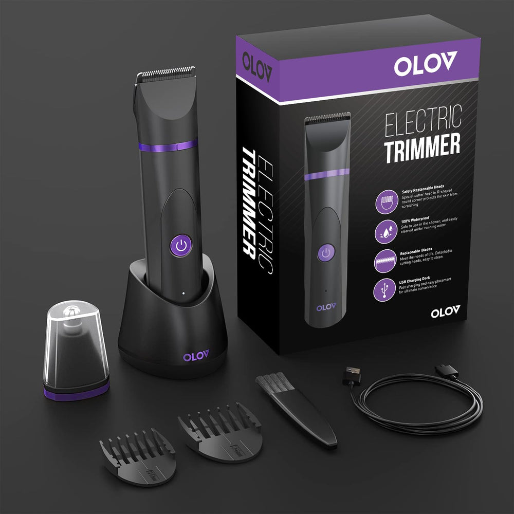 OLOV waterproof hygiene razor in black violet shows versatile all-over grooming