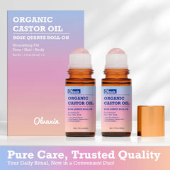 Olvaxin rose quartz roller head delivers precise, soothing application.