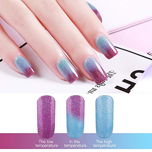 Omainy black to white gel polish swatch reveals dramatic contrast during temperature shifts.