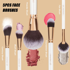 OMANIAC Makeup Brush Set handle detail highlights ergonomic design for comfortable grip.