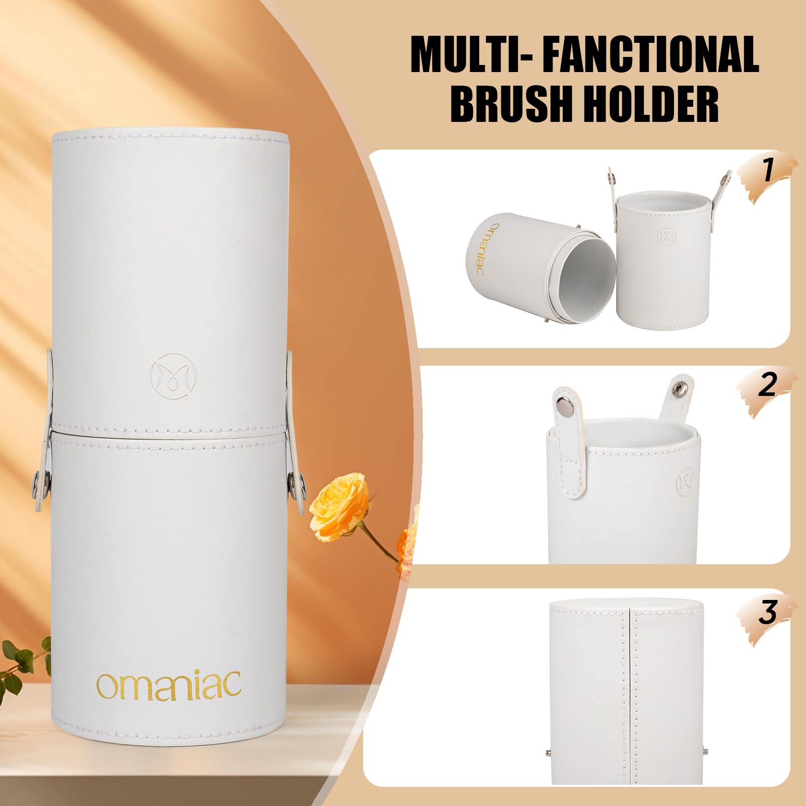 OMANIAC Makeup Brush Set soft synthetic fibers deliver gentle blending and low absorption.