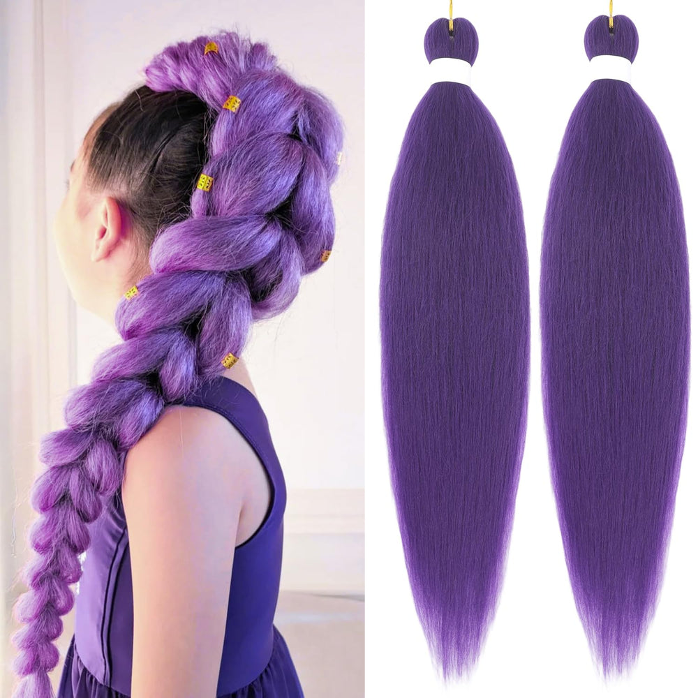 Ombrmal long purple braiding hair, 24 inch folded, ideal for cosplay looks and easy styling.