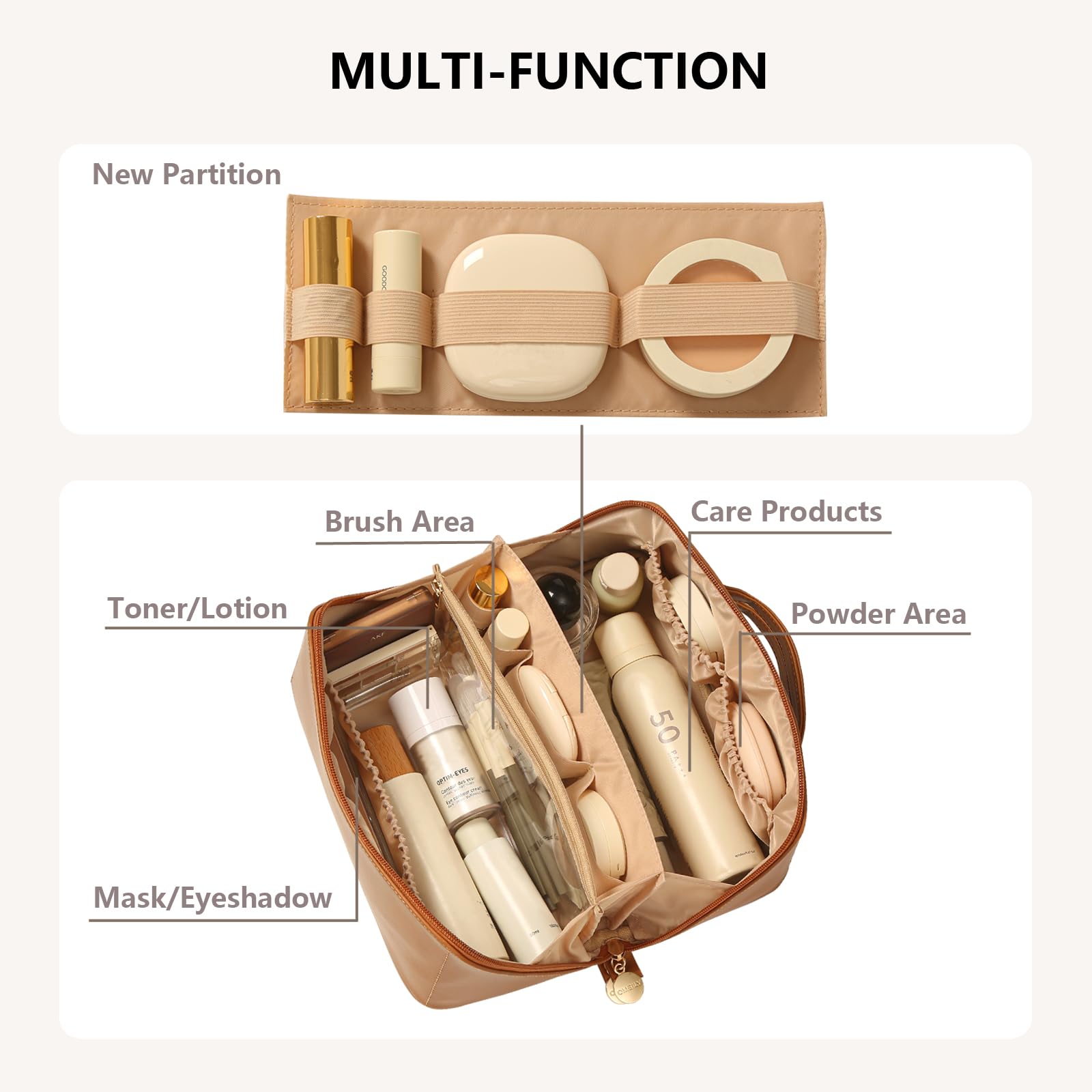 Omeily cosmetic organizer 180-degree opening for easy access to essentials.