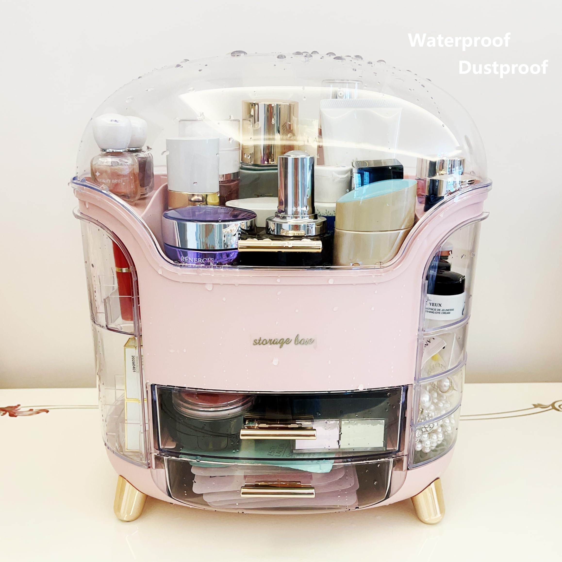 Omeily Upgrade large makeup organizer fits bedside or dressing tables for tidy morning routines.