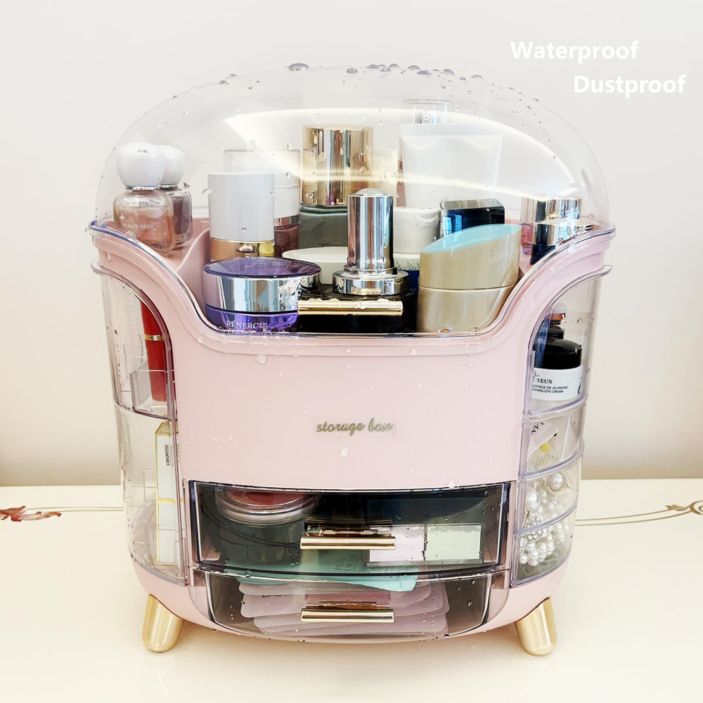 Omeily Upgrade large makeup organizer fits bedside or dressing tables for tidy morning routines.