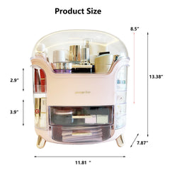 Omeily Upgrade large makeup organizer with golden handle adds stylish, portable vanity appeal.