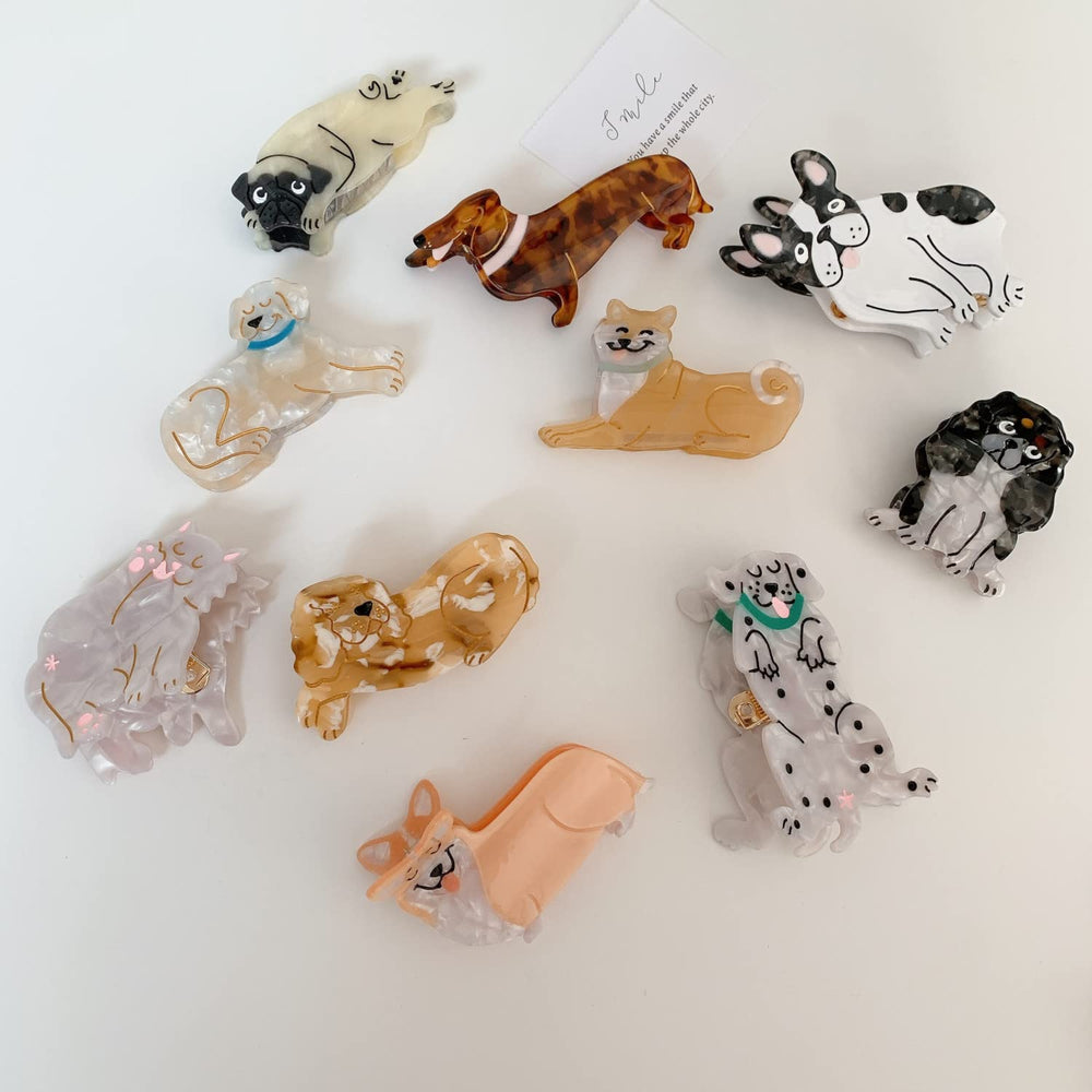 OMG Decor Dachshund hair clip in bathroom setting keeps hair tidy.
