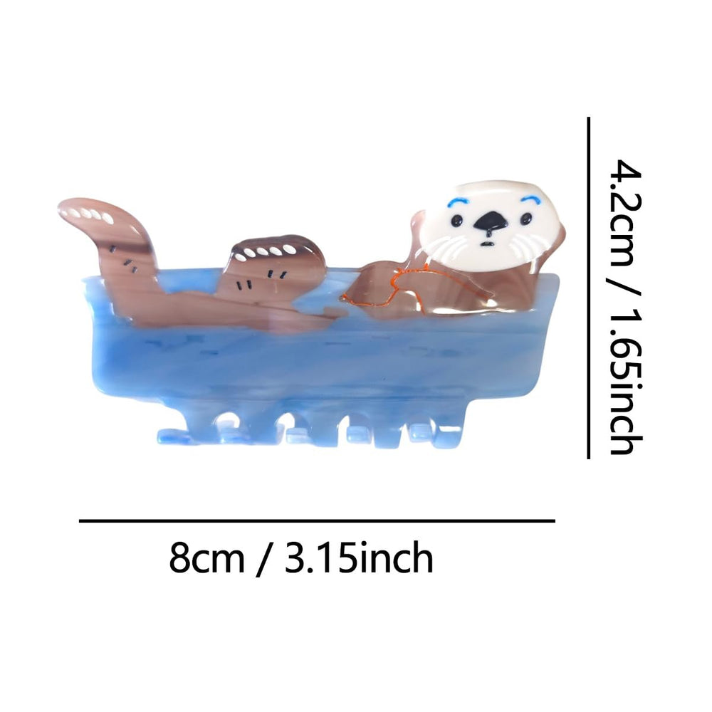 OMG Decor acetate claw clip with otter design provides strong grip and glossy finish.