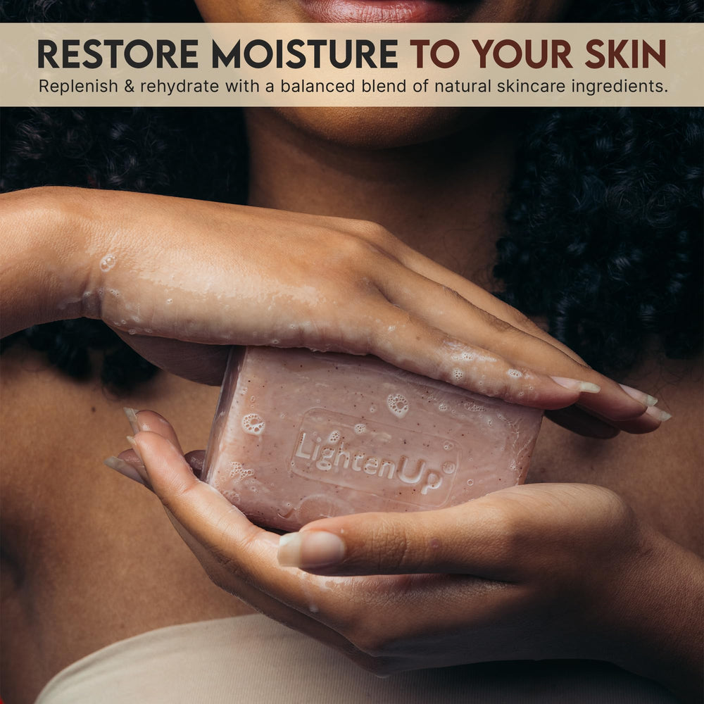 OMIC Lighten-Up apricot imagery highlights natural brightening with apricot-derived actives.