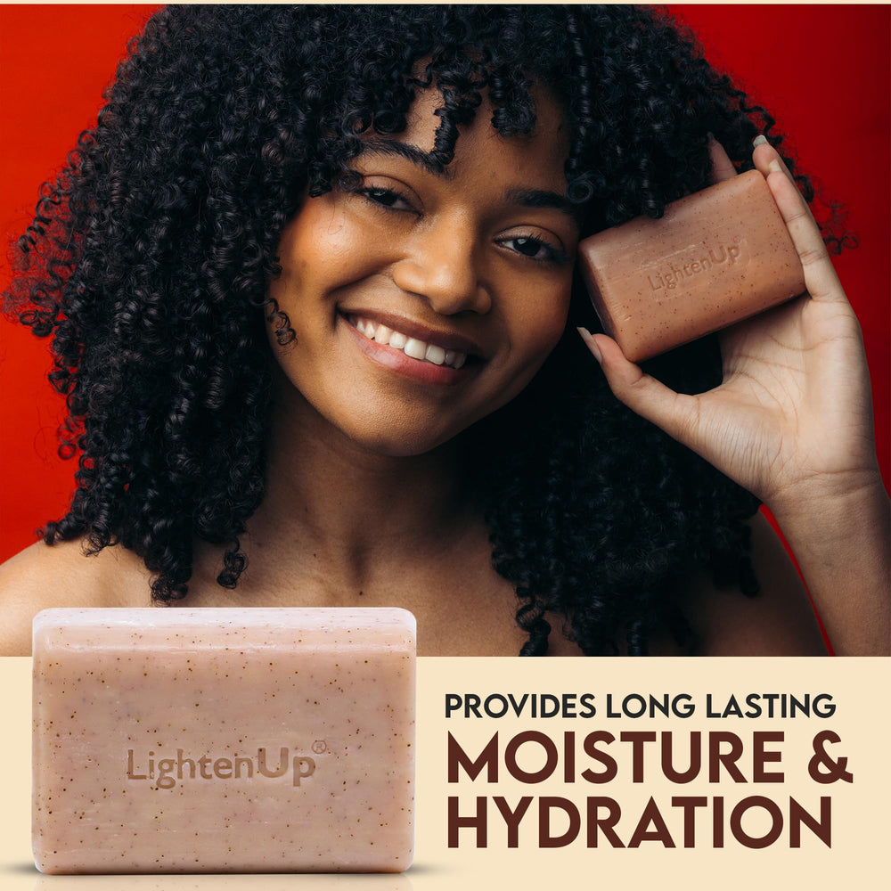 OMIC Lighten-Up coconut oil and glycerin illustrate hydrating, soothing cleansing.