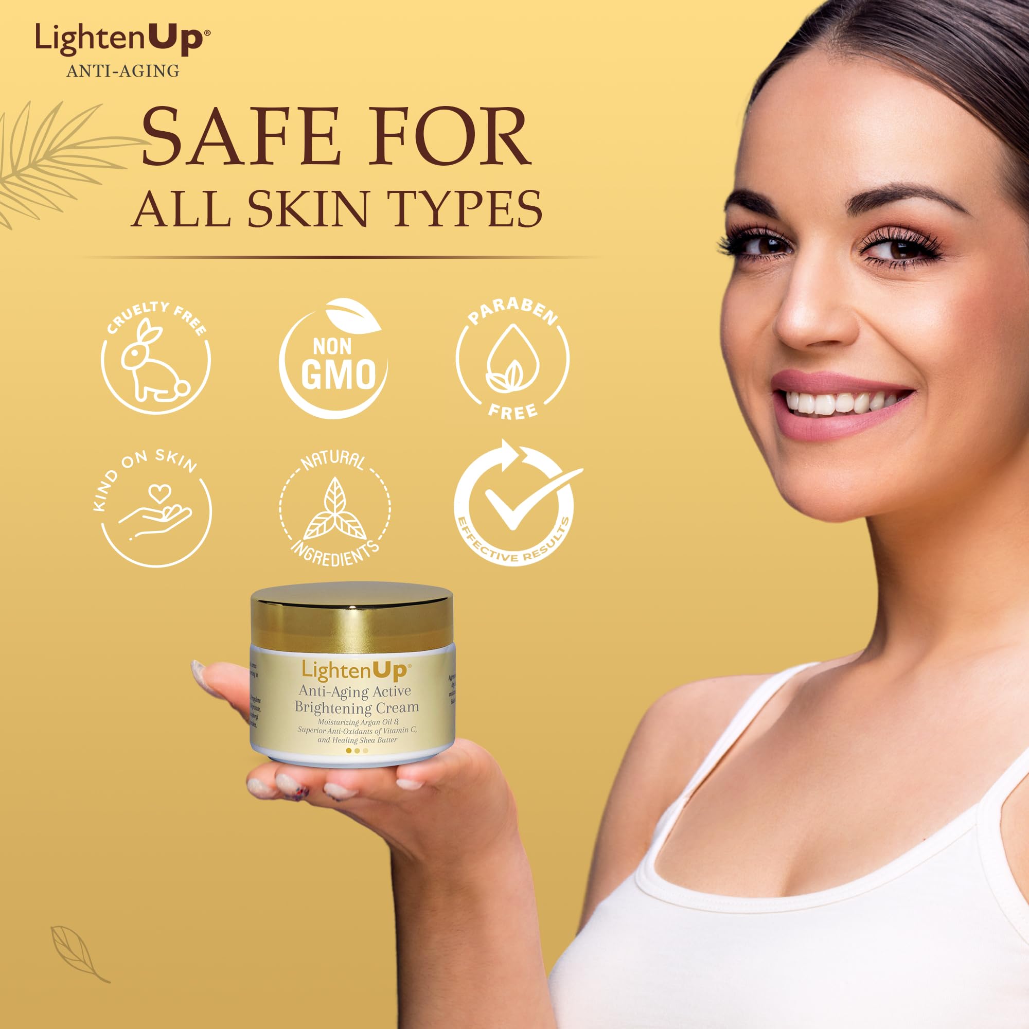 OMIC Lighten-Up cream texture closeup shows creamy consistency for easy application.