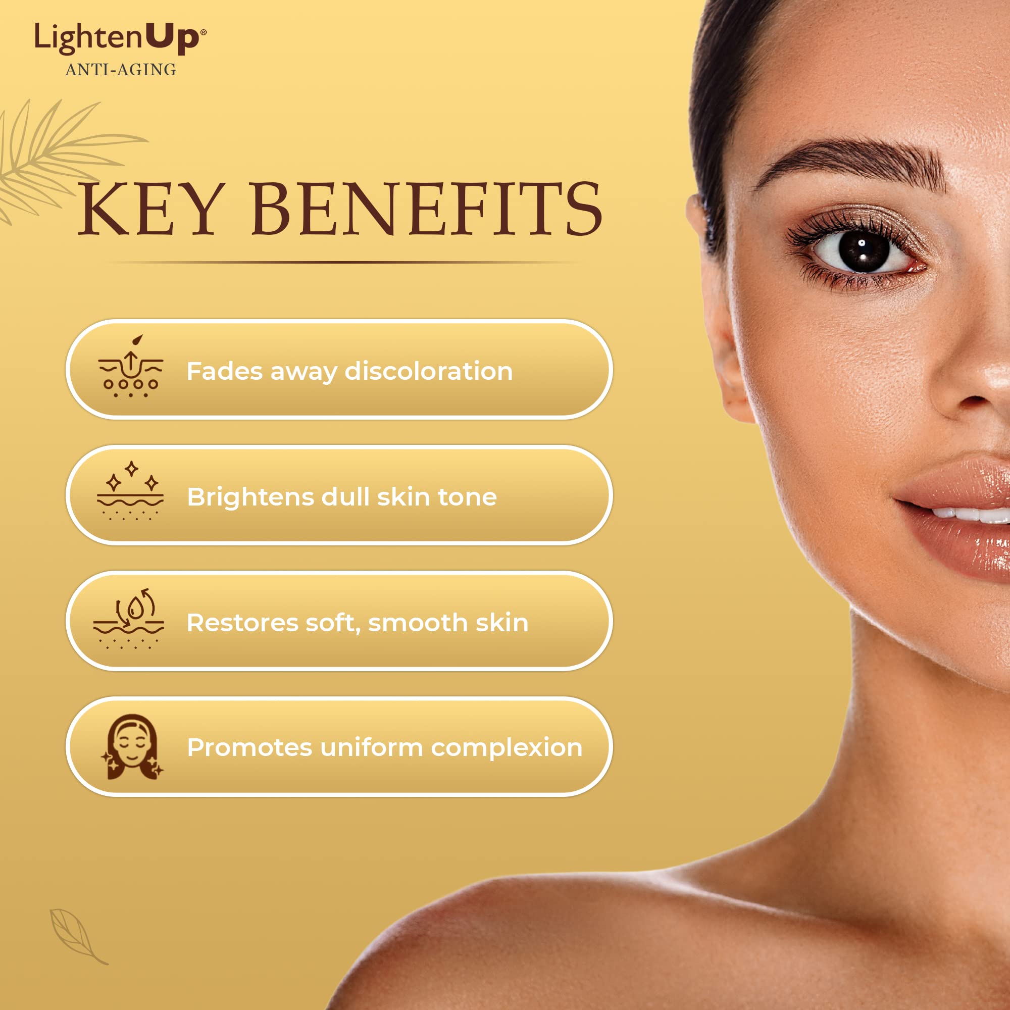 OMIC Lighten-Up night routine step illustrated for nightly brightening care.