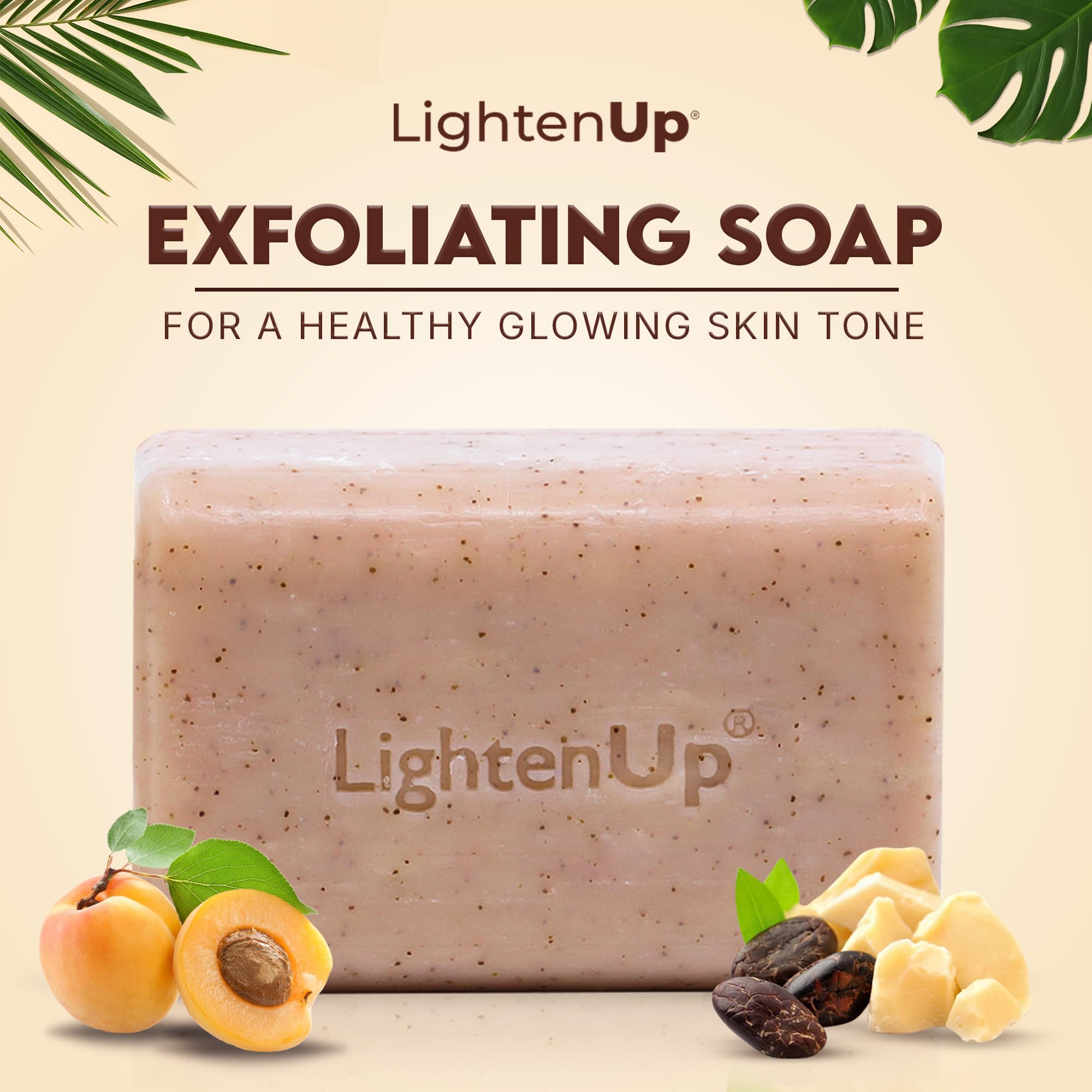 OMIC Lighten-Up soap bar closeup reveals exfoliating texture for gentle renewal.