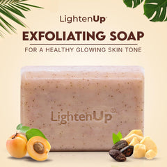 OMIC Lighten-Up soap bar closeup reveals exfoliating texture for gentle renewal.