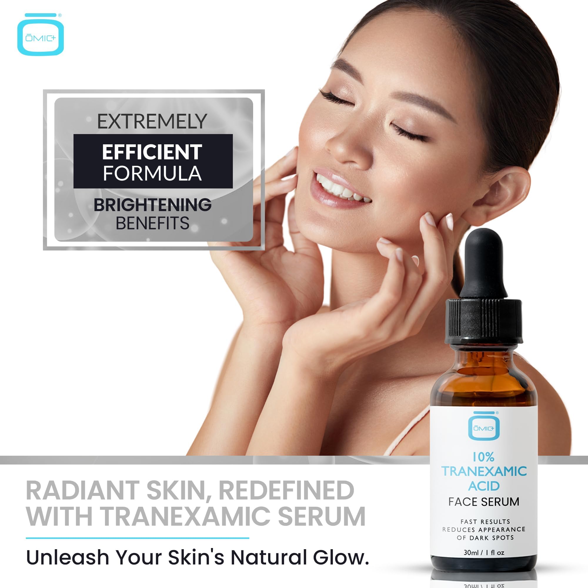 OMIC Tranexamic Serum on hand reflects real-life application and quick absorption