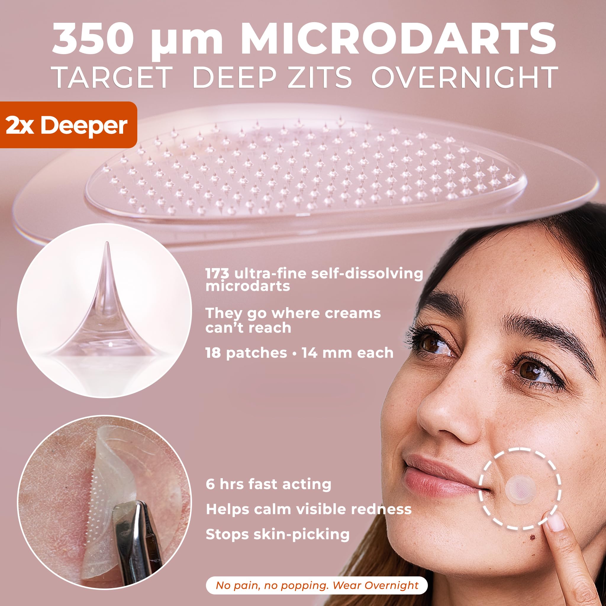 OMMA micropoints closeup highlights 420 microdarts for effective ingredient delivery.