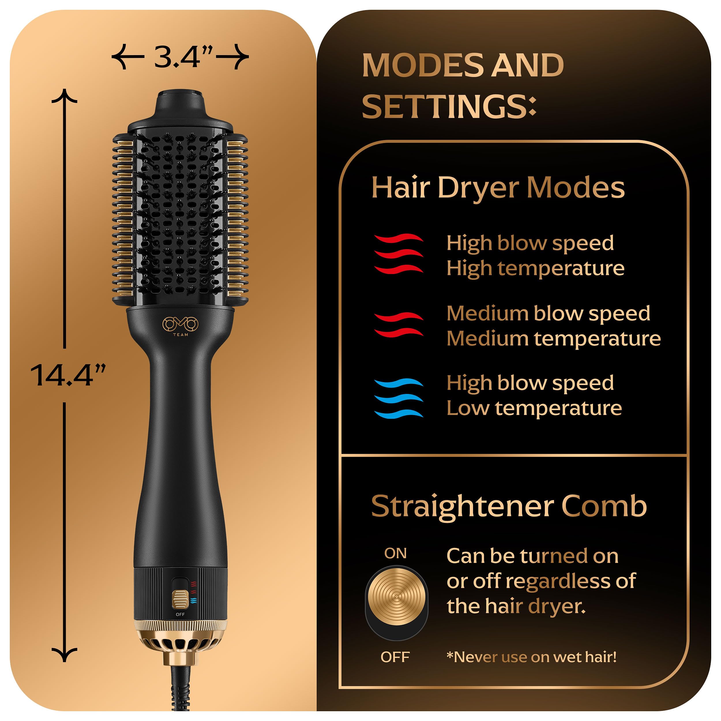 OMOteam Blowout Brush Hair Dryer automatic dual-voltage for worldwide use