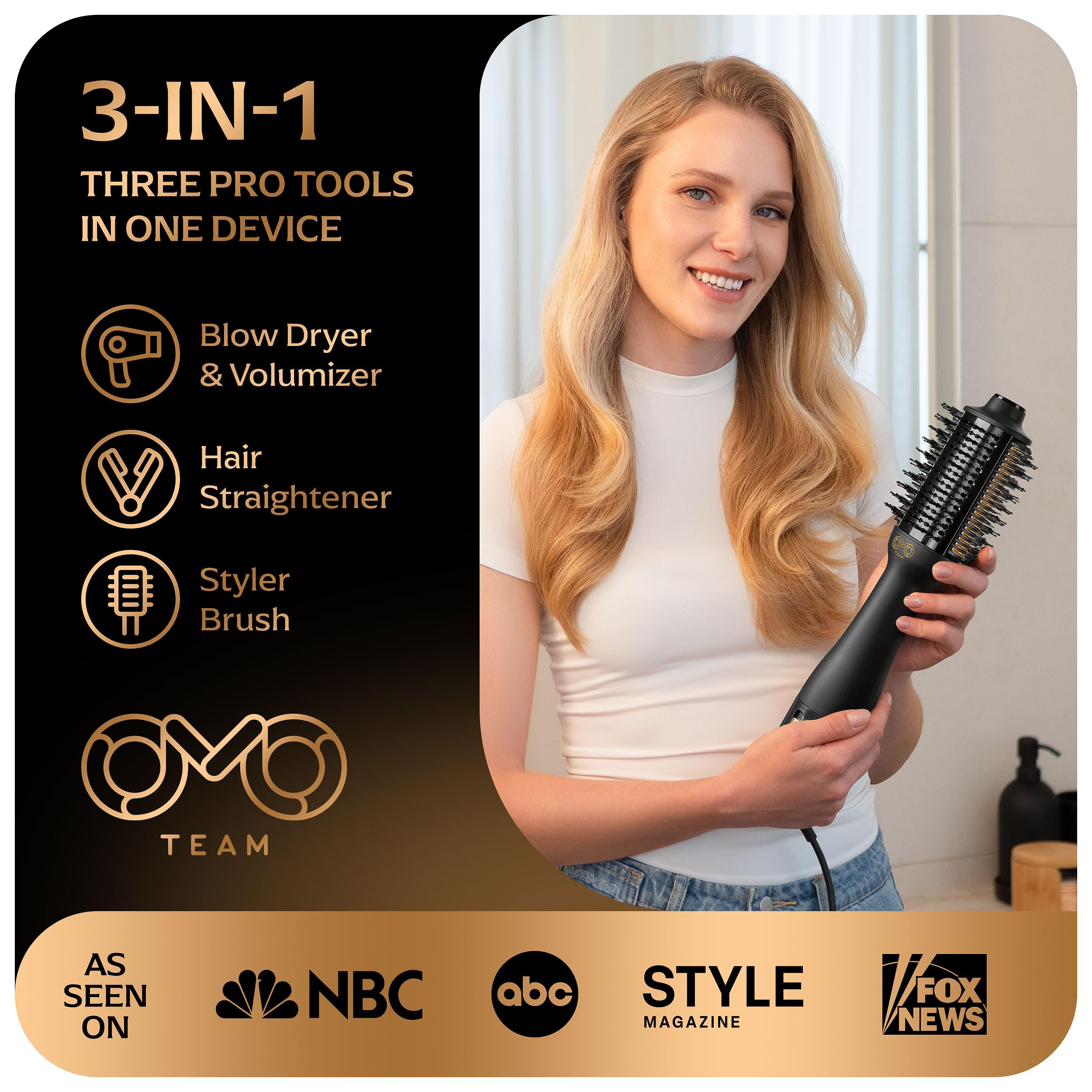 OMOteam Blowout Brush Hair Dryer heat-settings highlight precise control for different hair types