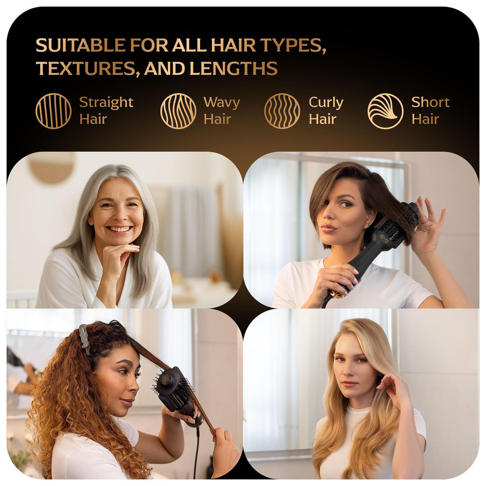 OMOteam Blowout Brush Hair Dryer ions technology adds shine and frizz control