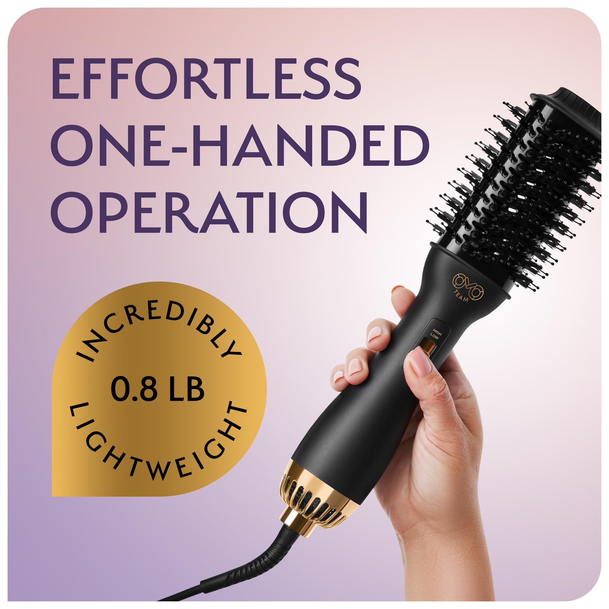 OMOteam ceramic heat distribution provides even drying and frizz control