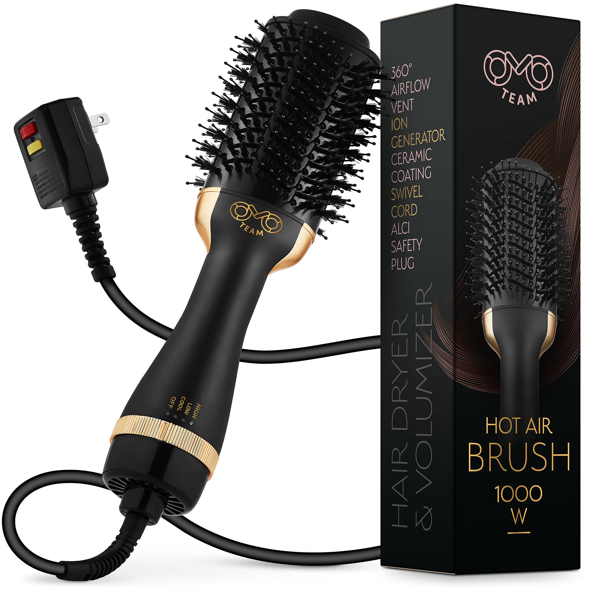 OMOteam professional blowout dryer brush front view for fast, even drying and styling.