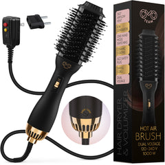 OMOteam professional dual voltage dryer brush oval for smooth travel styling