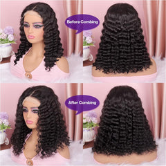 Omswet 5x5 HD lace closure wig demonstrates invisible knots and skin-safe blend.