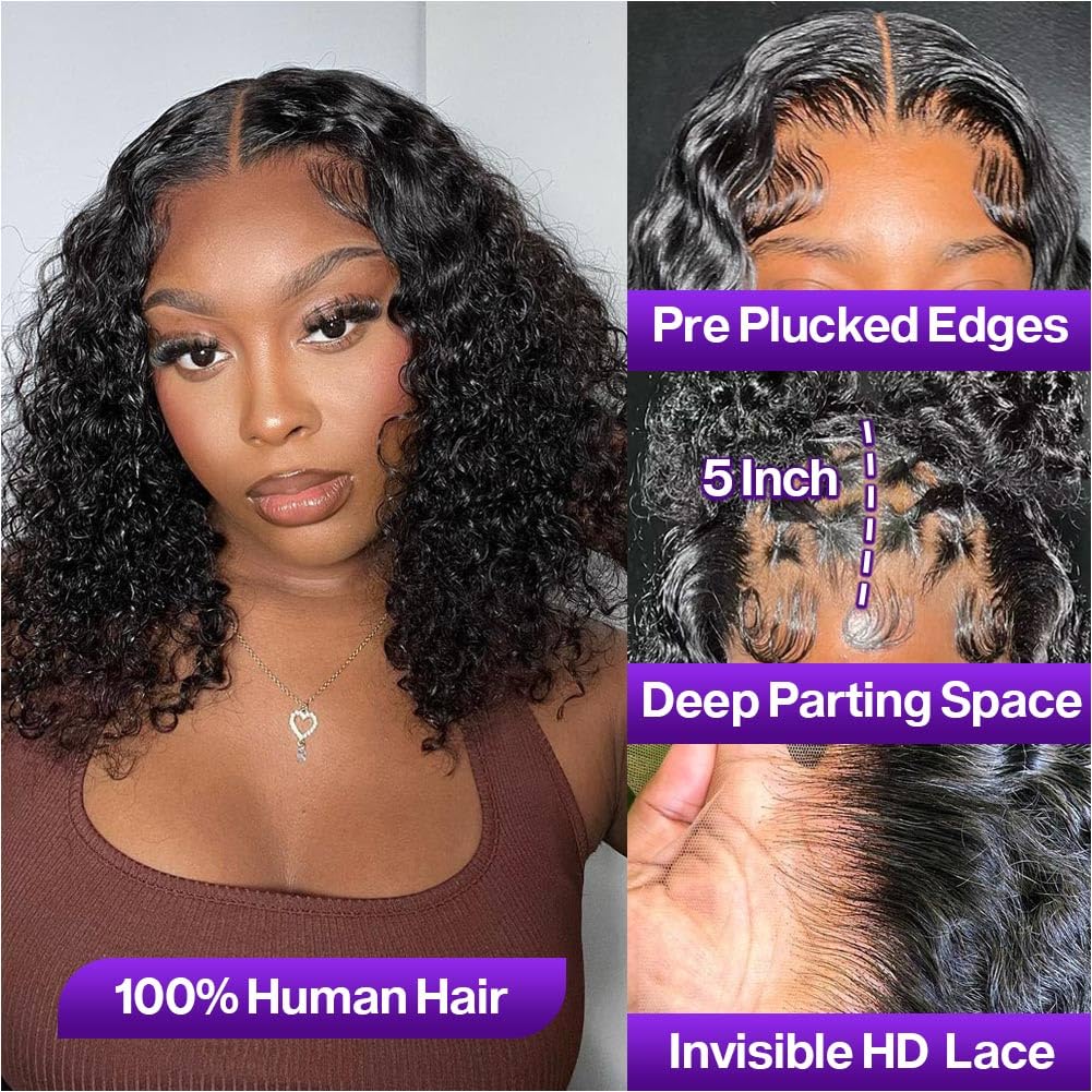 Omswet deep wave closure bob wig highlights rich texture and bounce for versatile looks.