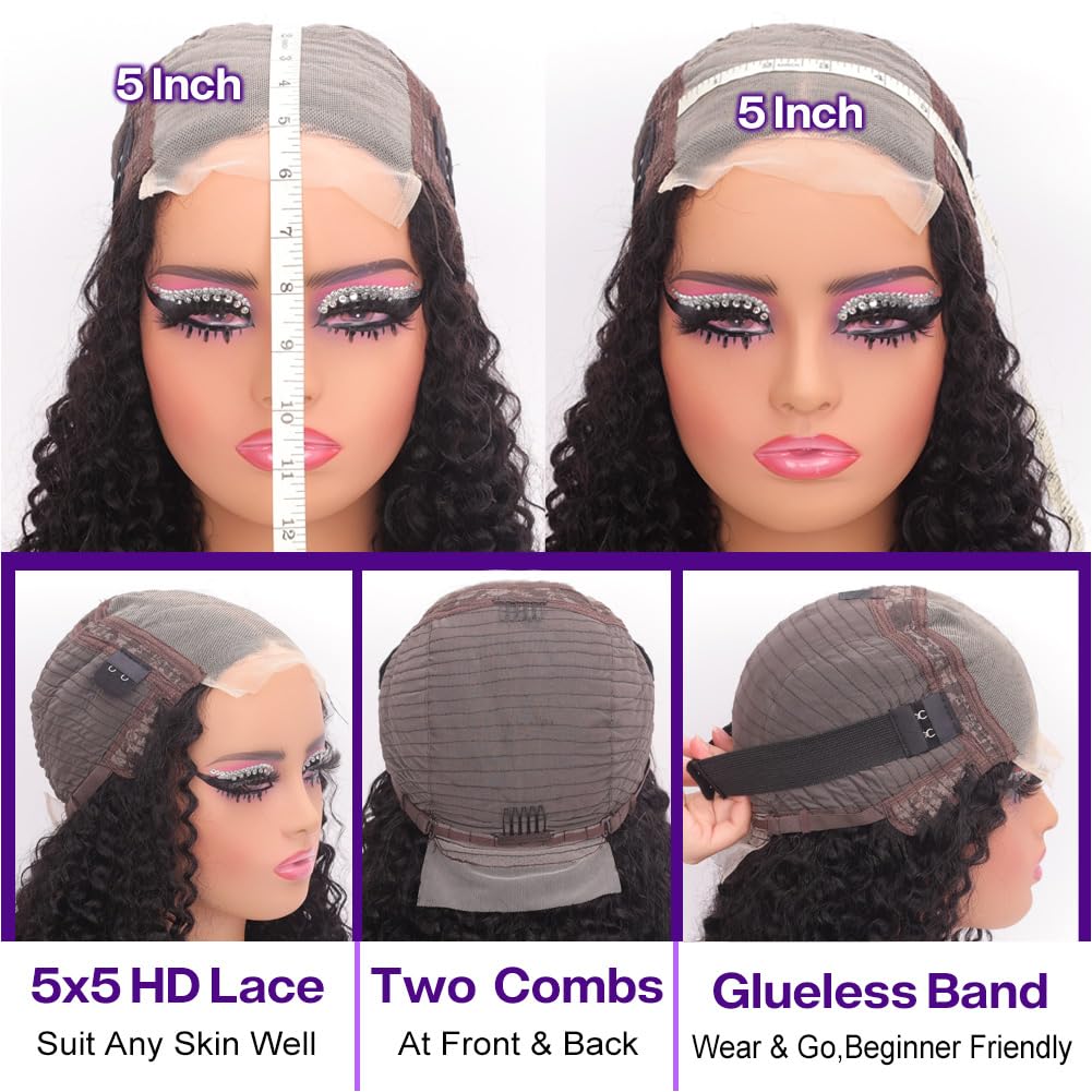 Omswet glueless cap with elastic band for secure all-day wear.