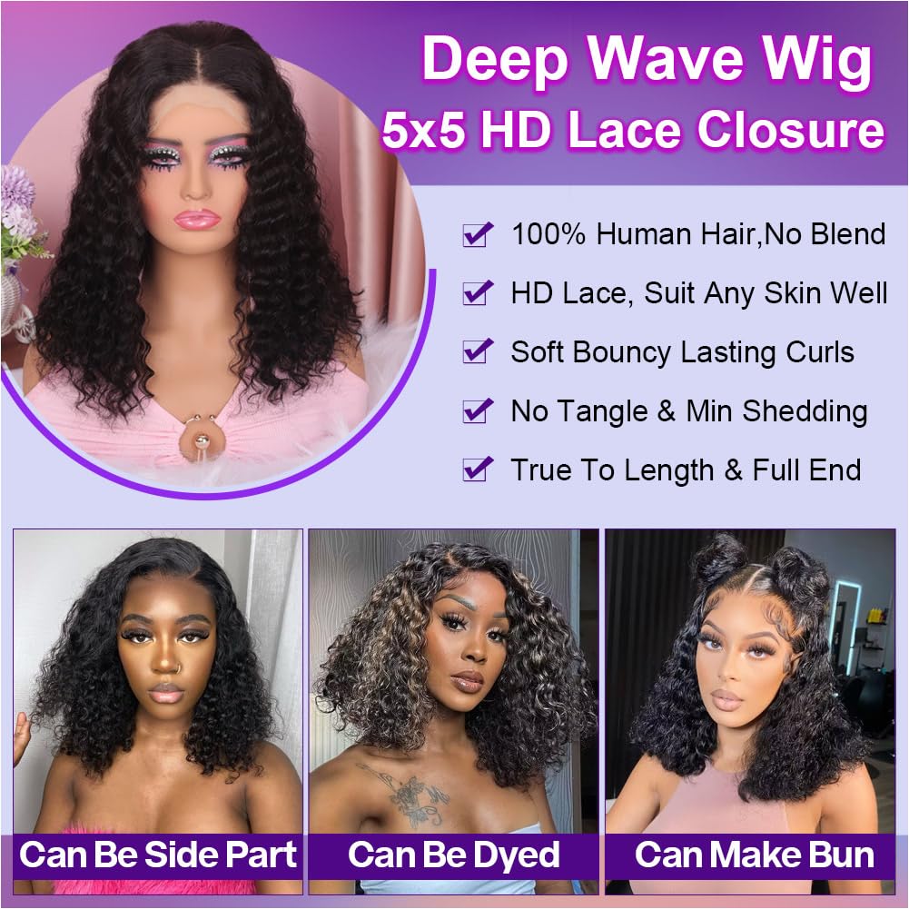 Omswet natural-black wet-and-wavy wig for easy on-the-go styling.