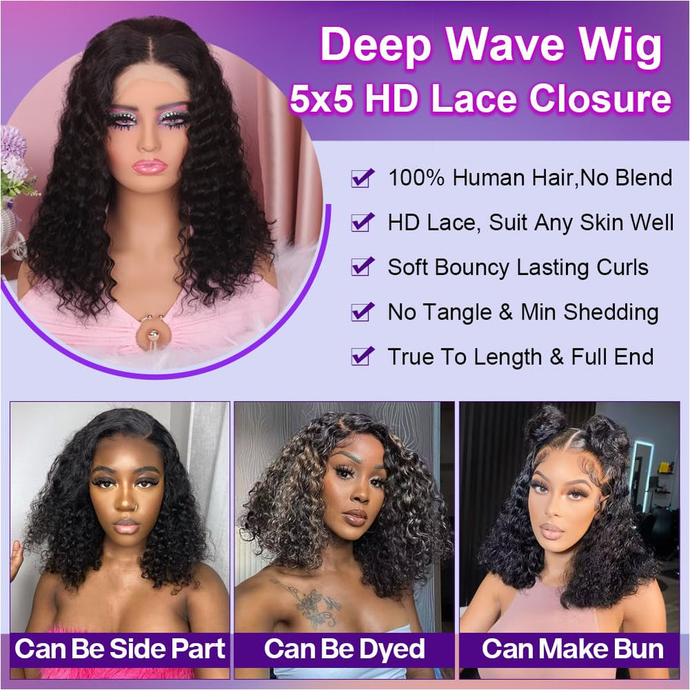 Omswet natural-black wet-and-wavy wig for easy on-the-go styling.