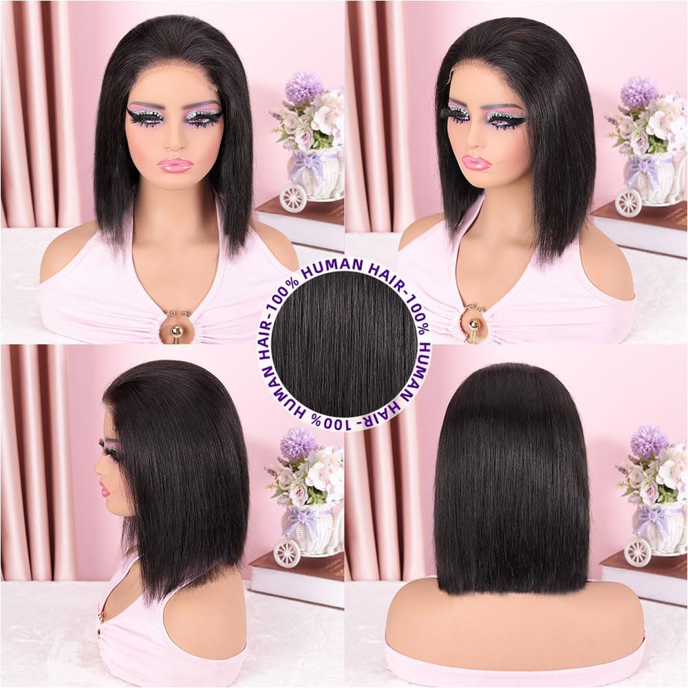 omswet Wear and Go Bob Wig 5x5 hd closure closeup natural hairline
