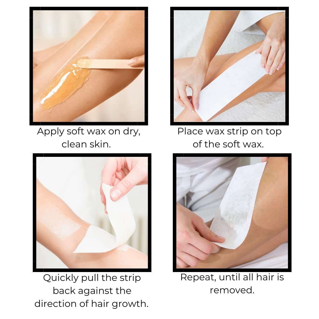 OMWAH Beauty non-woven wax strip closeup shows sturdy cloth for clean removal.