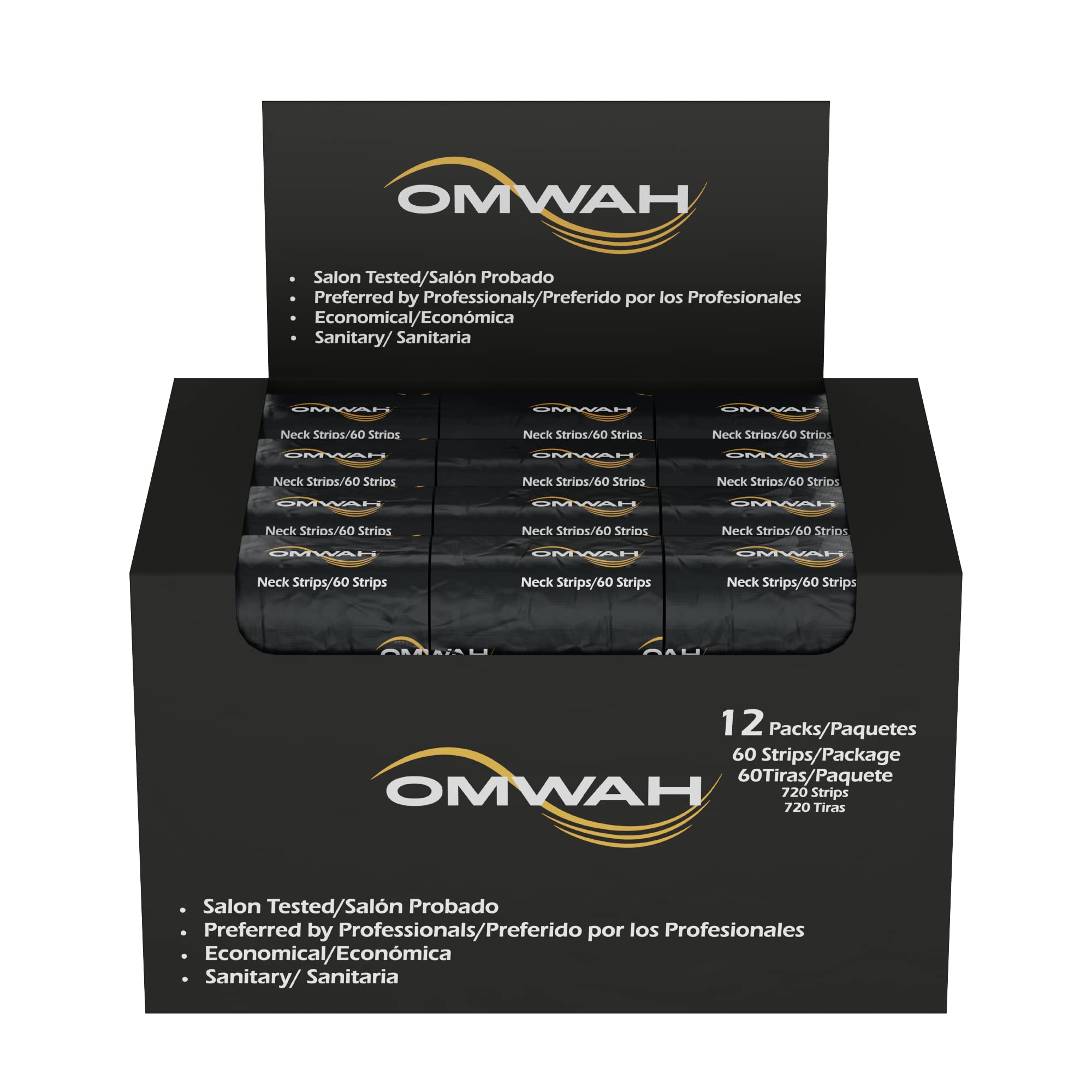 OMWAH neck strip bulk pack ready for daily barber shop use.