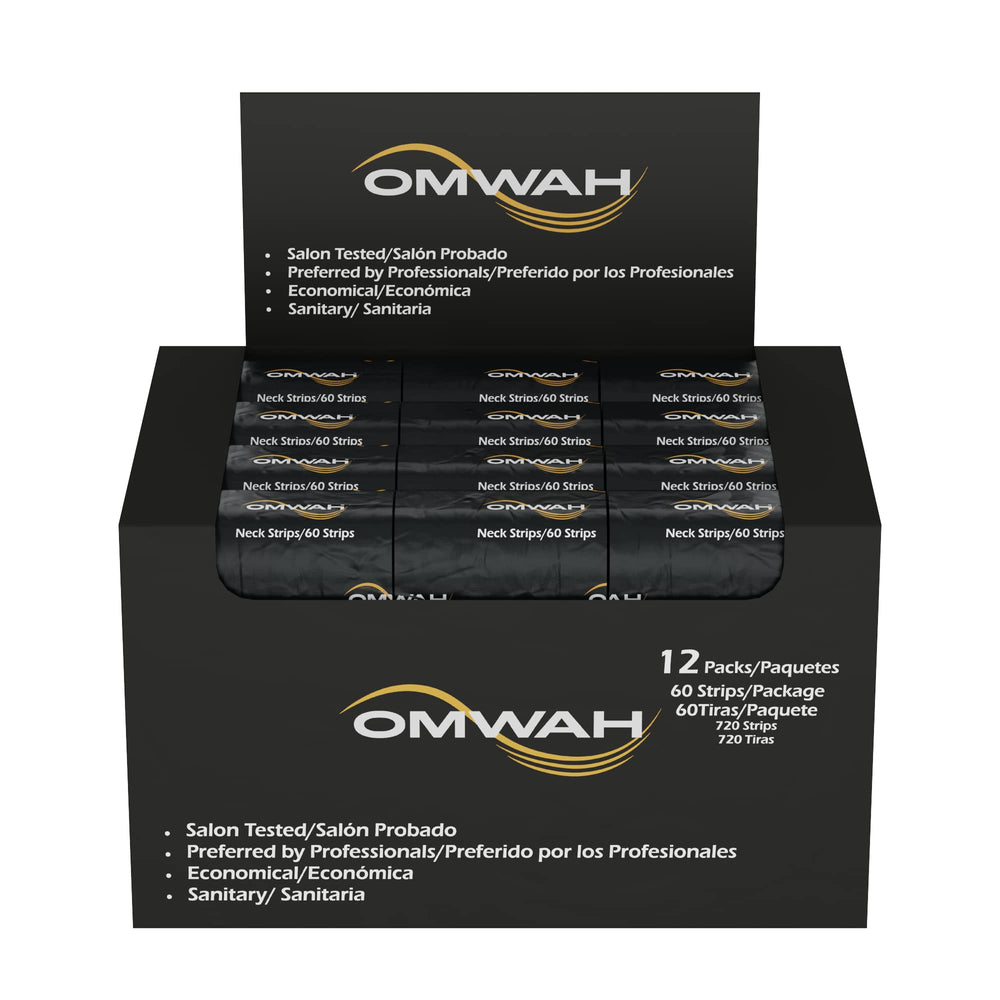 OMWAH neck strip bulk pack ready for daily barber shop use.