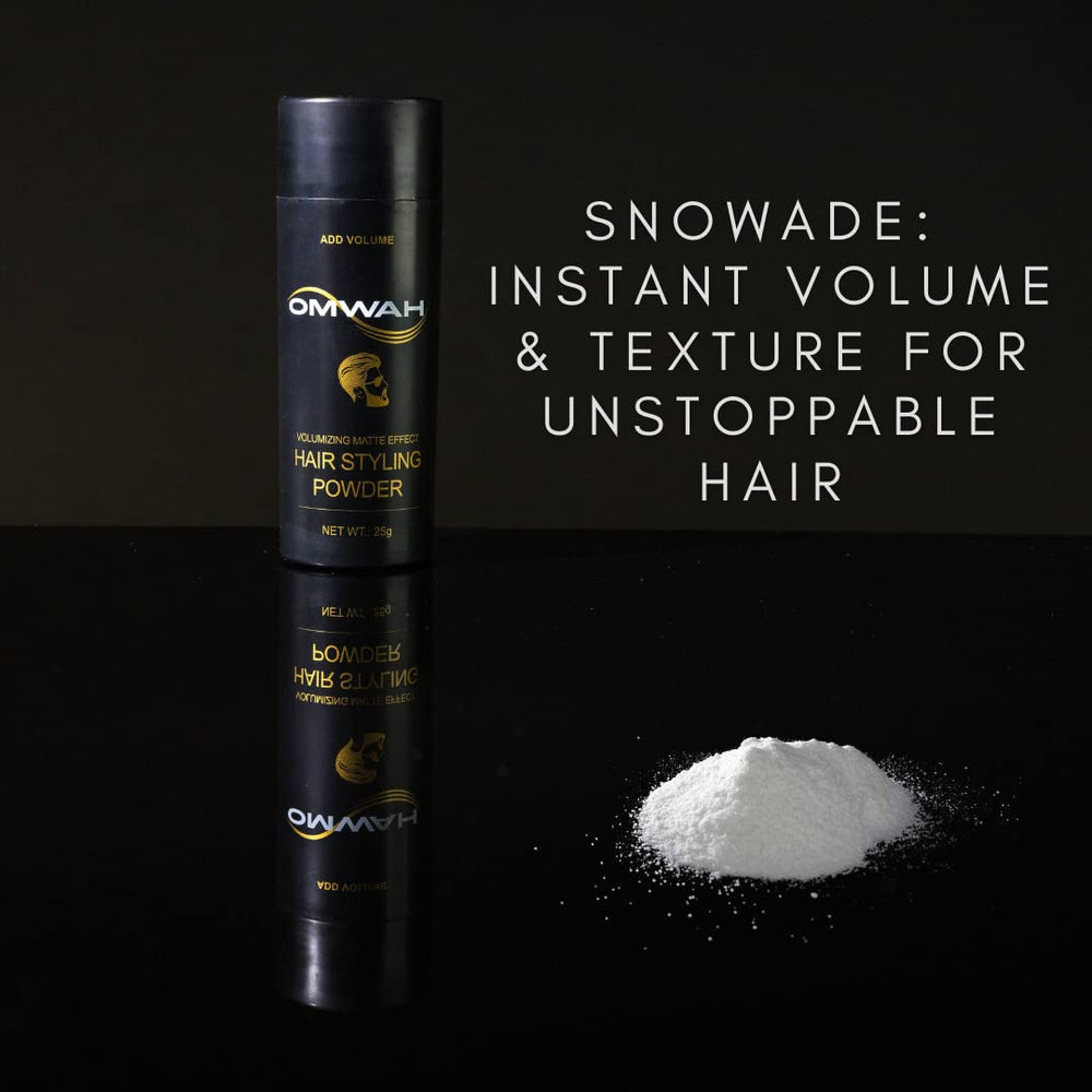 OMWAH Snowade powder application shot demonstrates easy texture and volume.