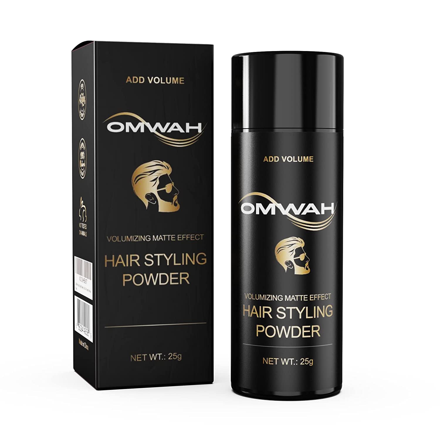 OMWAH Snowade powder jar closeup highlights natural look and texture.