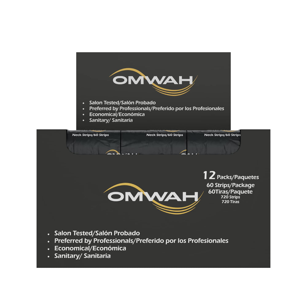 OMWAH universal-fit neck strip shown on a neck form for versatile sizing.