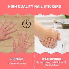 Omy nails stickers stay put through washing for long-lasting color.