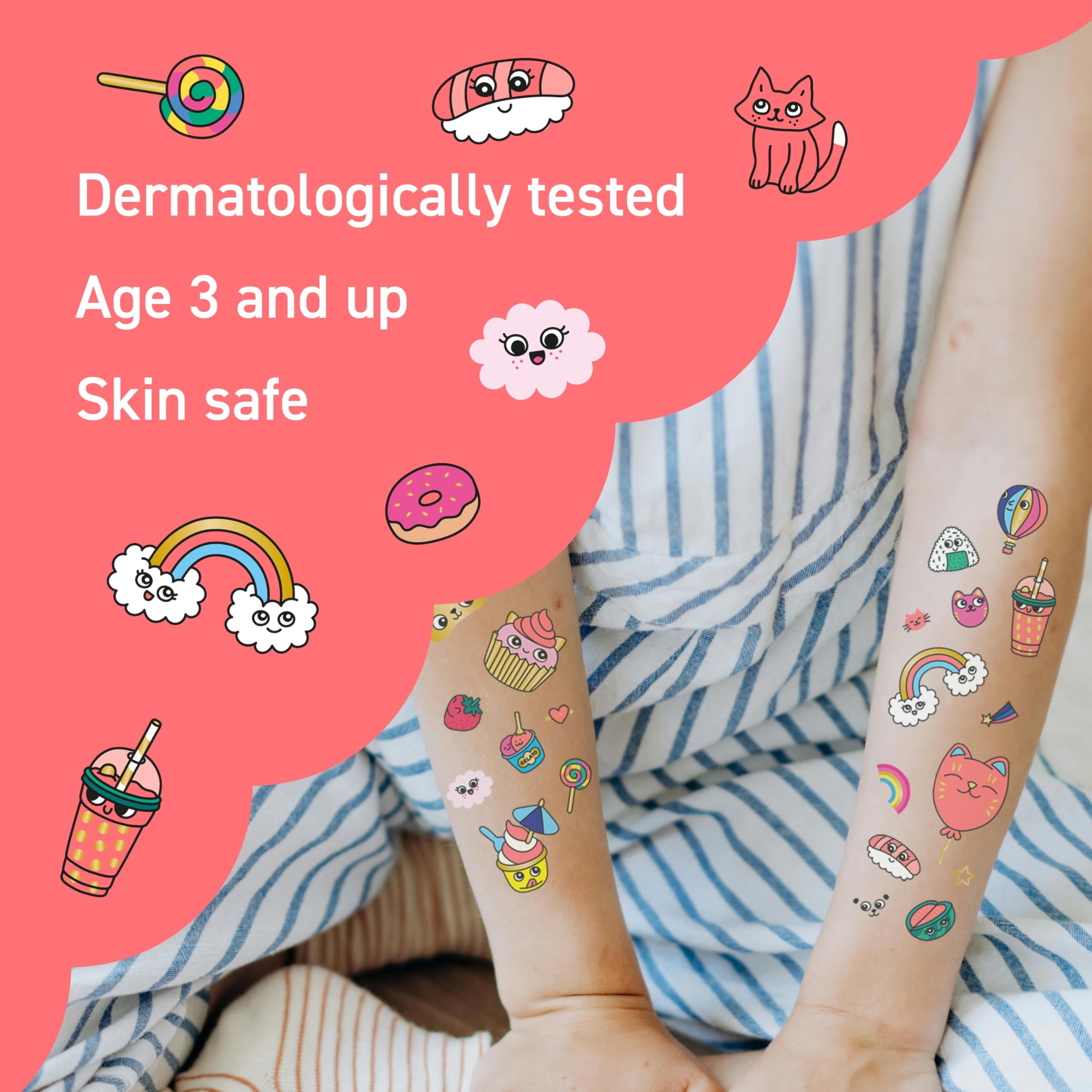 Omy Kawaii tattoos stay vibrant and durable during active play