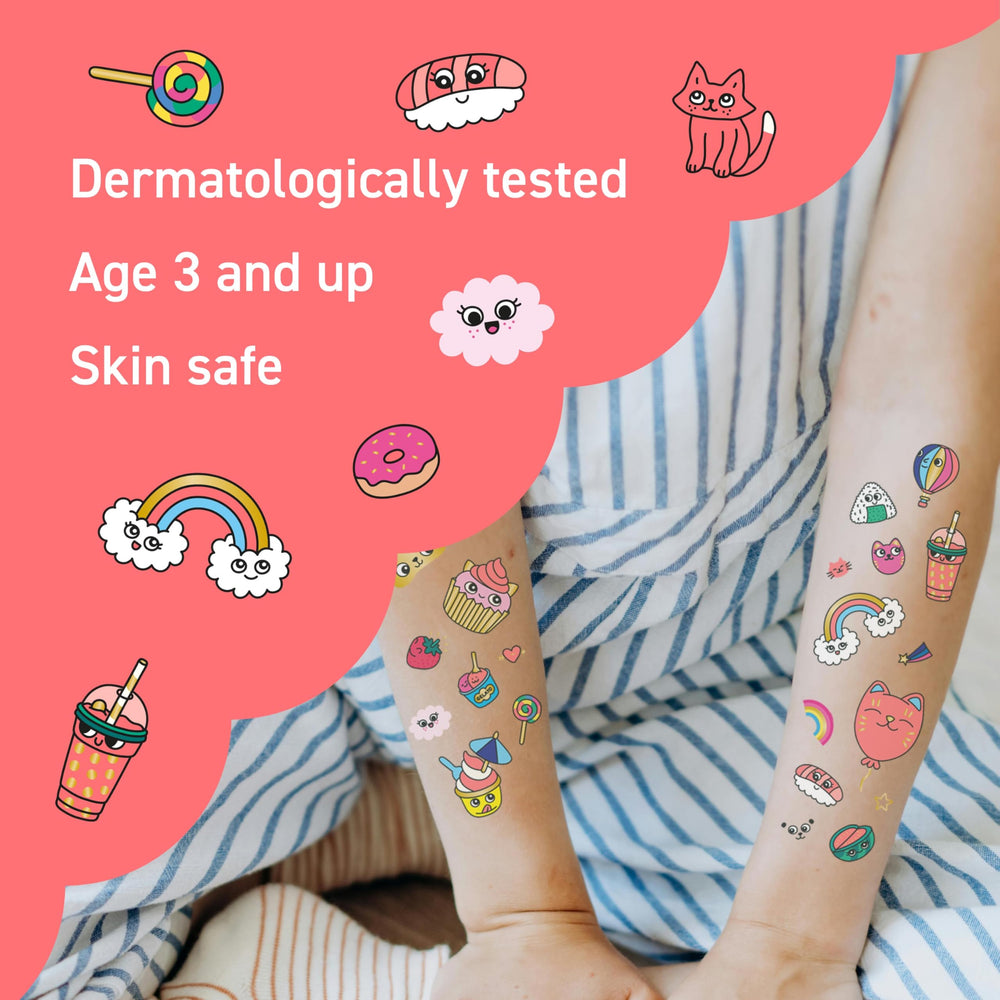Omy Kawaii tattoos stay vibrant and durable during active play