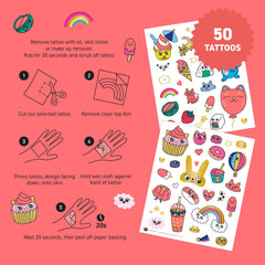 Omy Kawaii tattoos on a child enjoying water play with vibrant color